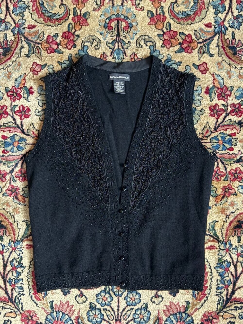 Vintage Banana Republic Black Beaded Vest